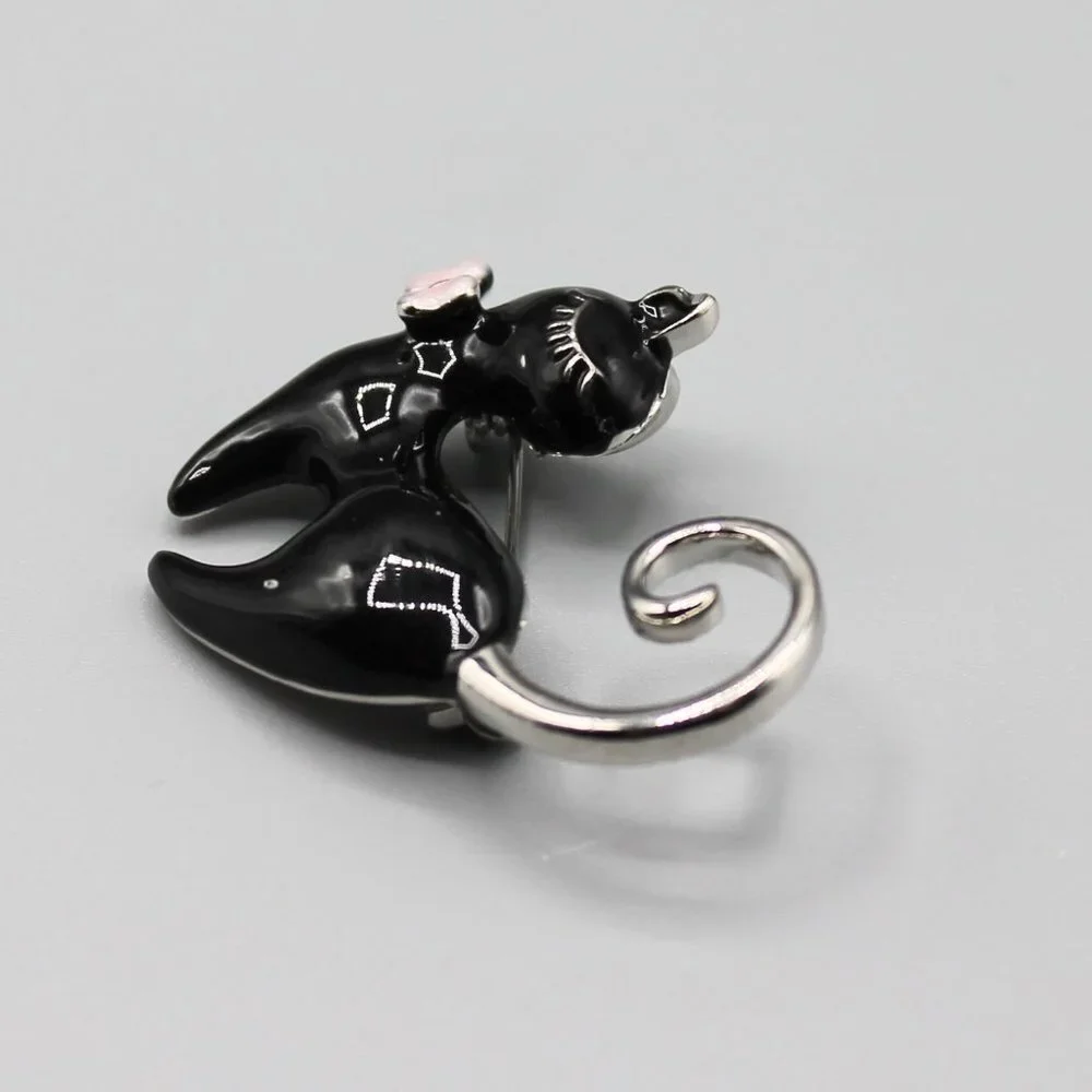 Cat brooch pin jewelry pendant adorable cute gold black pink small elegant - Picture 9 of 12
